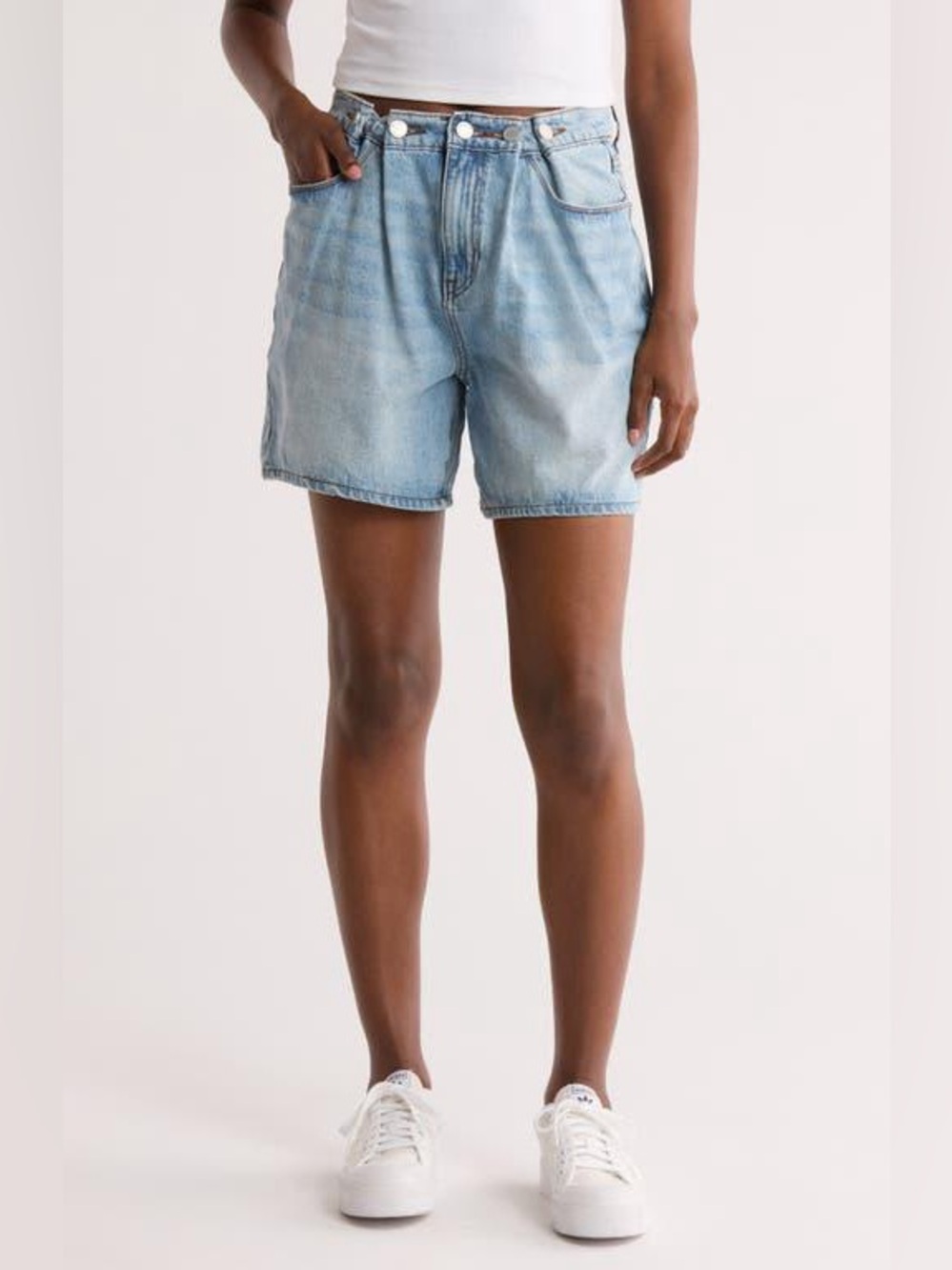 Blank NYC Light Blue Washed Denim Shorts